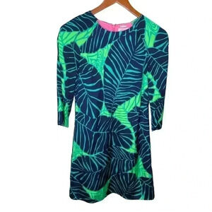 Lilly Pulitzer Under the Palm Carol Shift mini dress 81637 size 00 tropical leaf